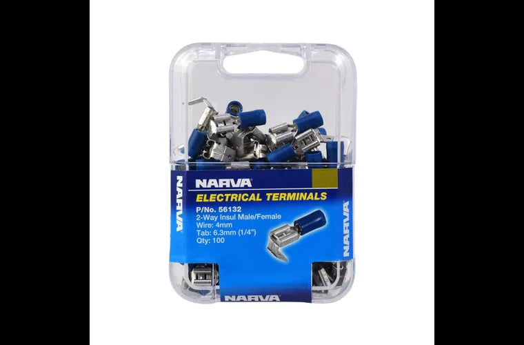 2 Way Male/Female Insulated Connectors Blue 6.3mm