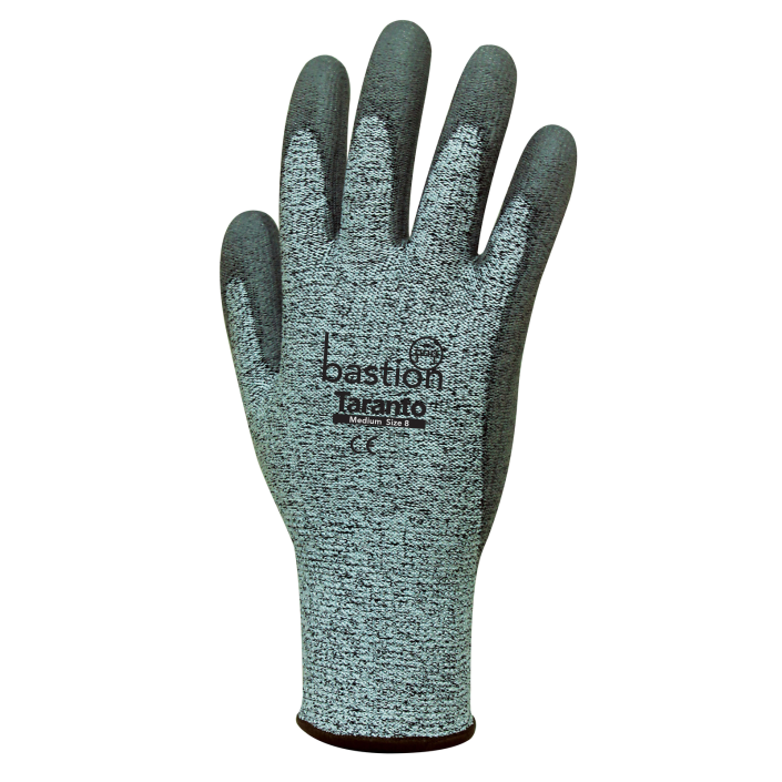 Taranto Cut 5 Grey Gloves Polyurethane Palm Coating X-Large Size 10