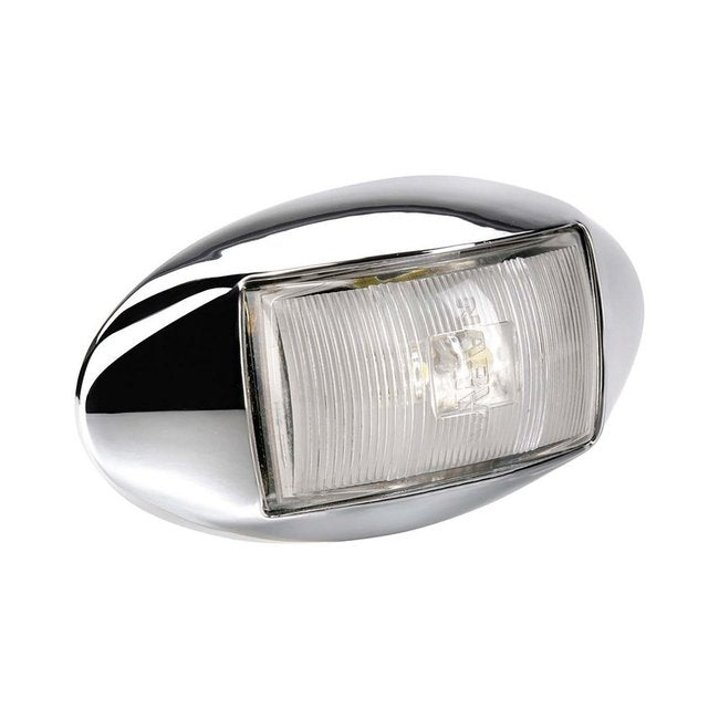 LED Front Outline Lamp White Chrome Base 10-33V