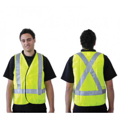 Fluoro Yellow X Back Safety Vest - Reflective