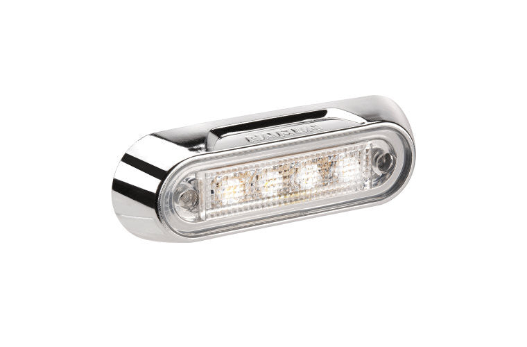 LED Front End Marker Chrome Base White 10-30V