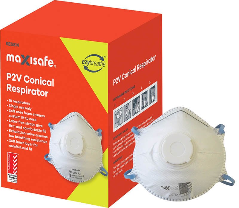 P2 Conical Respirator with Valve, Box 10