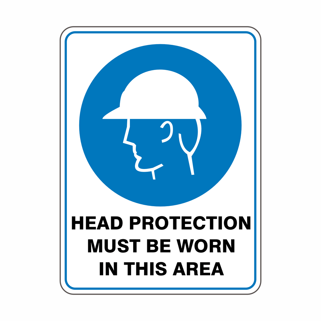 Head Protection Must be Worn - Aluminium 450x300mm