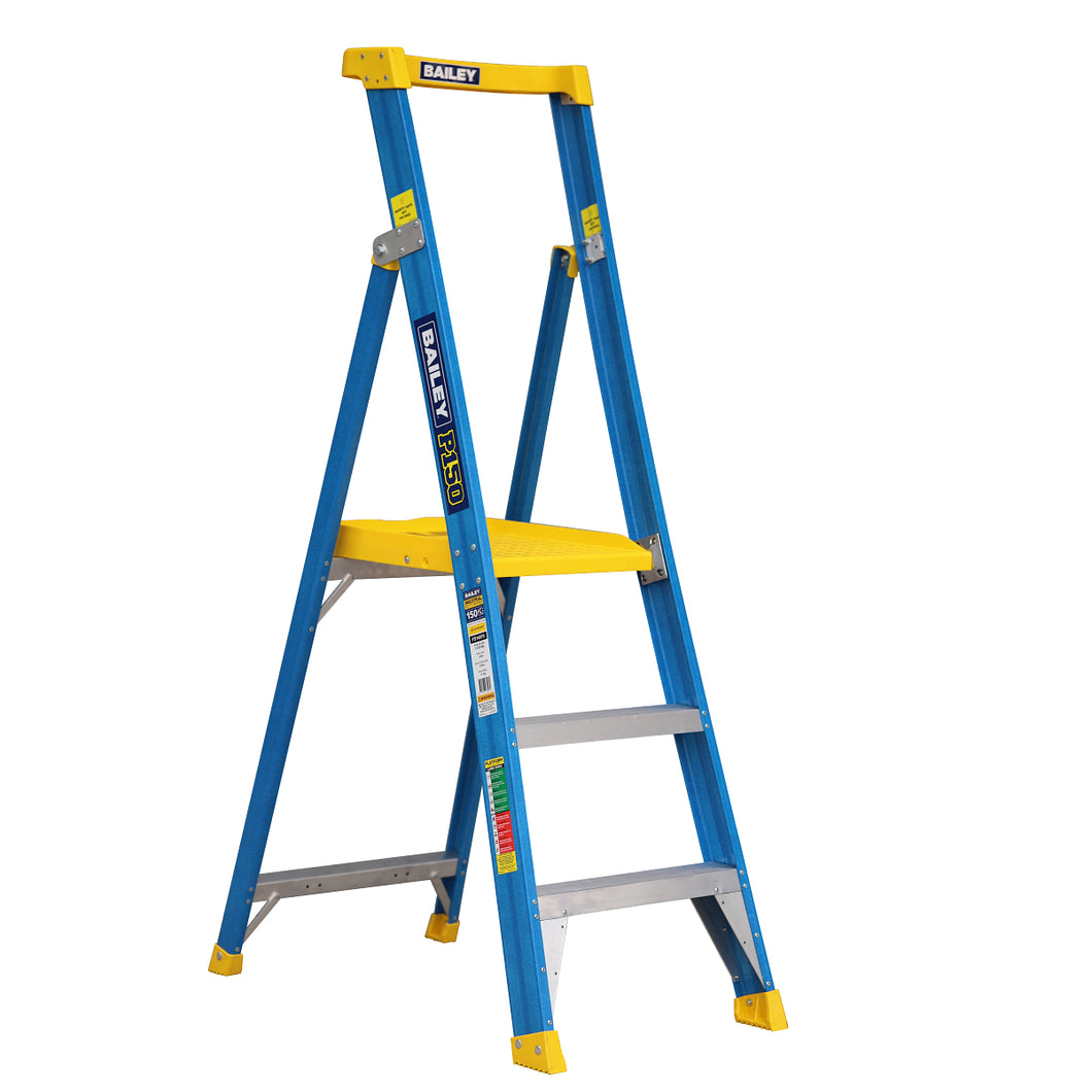 Bailey Fibreglass Platform Ladder 3 Step 150kg Load Rate