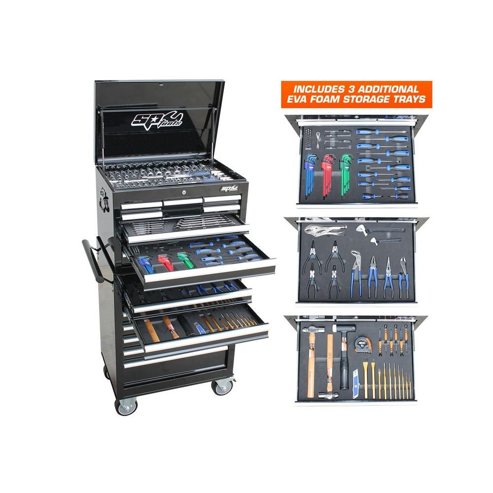 Custom Series 15 Drawer Tool Kit 303 Piece Metric-SAE Bonus EVA Storage Trays