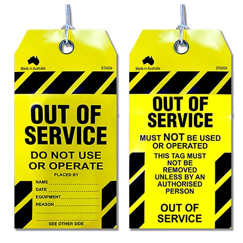 Caution Out Of Service Tag Yellow