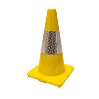 Traffic Cone 450mm With Reflective Strip Yellow