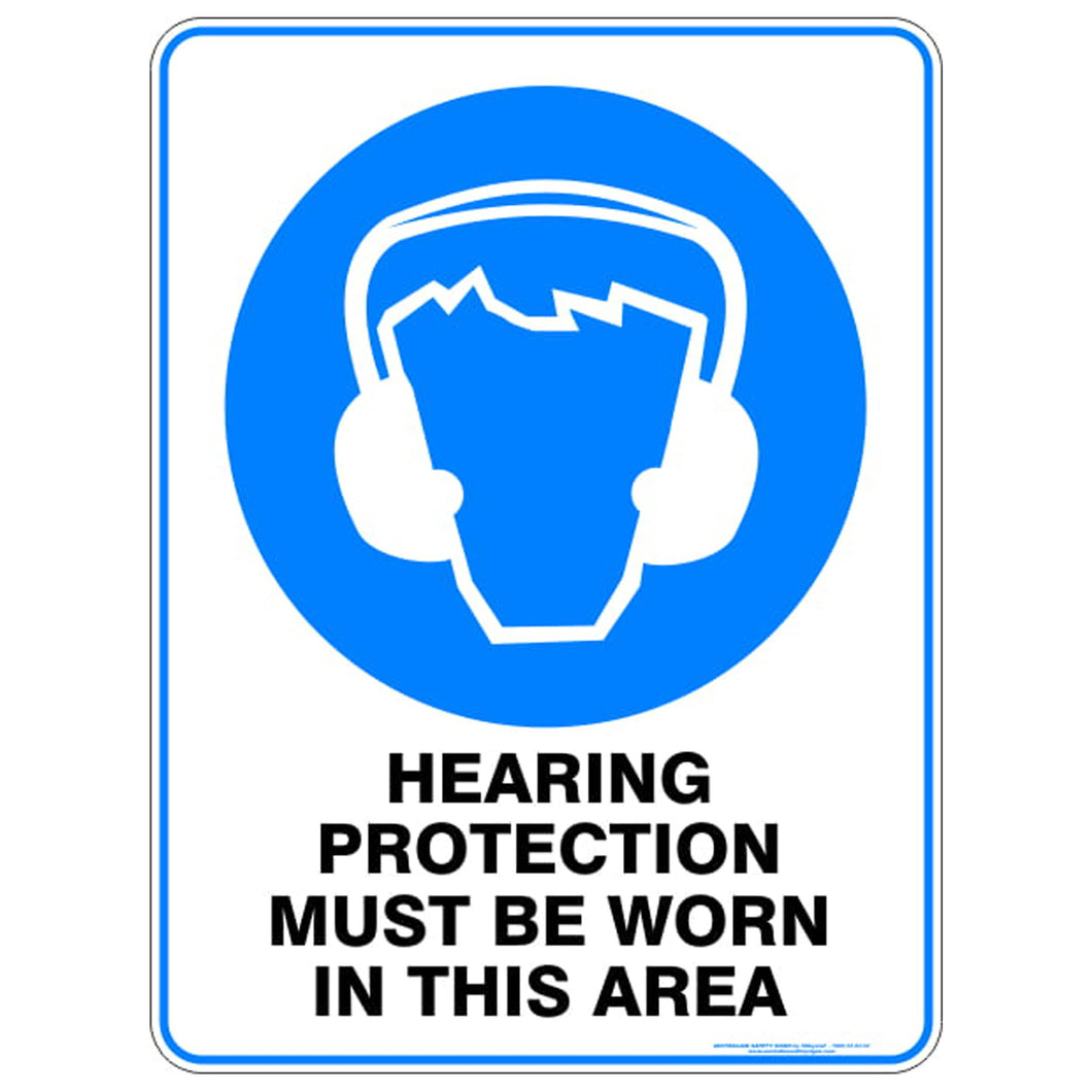 Hearing Protection Must be worn Sign - Aluminium 300x225