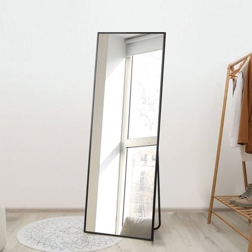 Oikiture 166x60cm Rectangle Black Full Length Mirror Floor Mirrors Free Standing