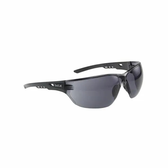 Bolle Safety Glasses, Ness Black Temple Anti-Scratch Anti-Fog Smoke Lens, Free Cord Included