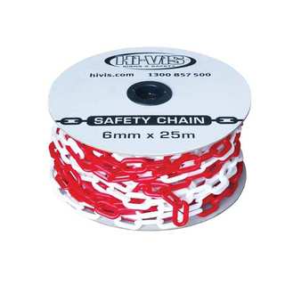 Plastic Safety Chain Red & White 6mm x 25m