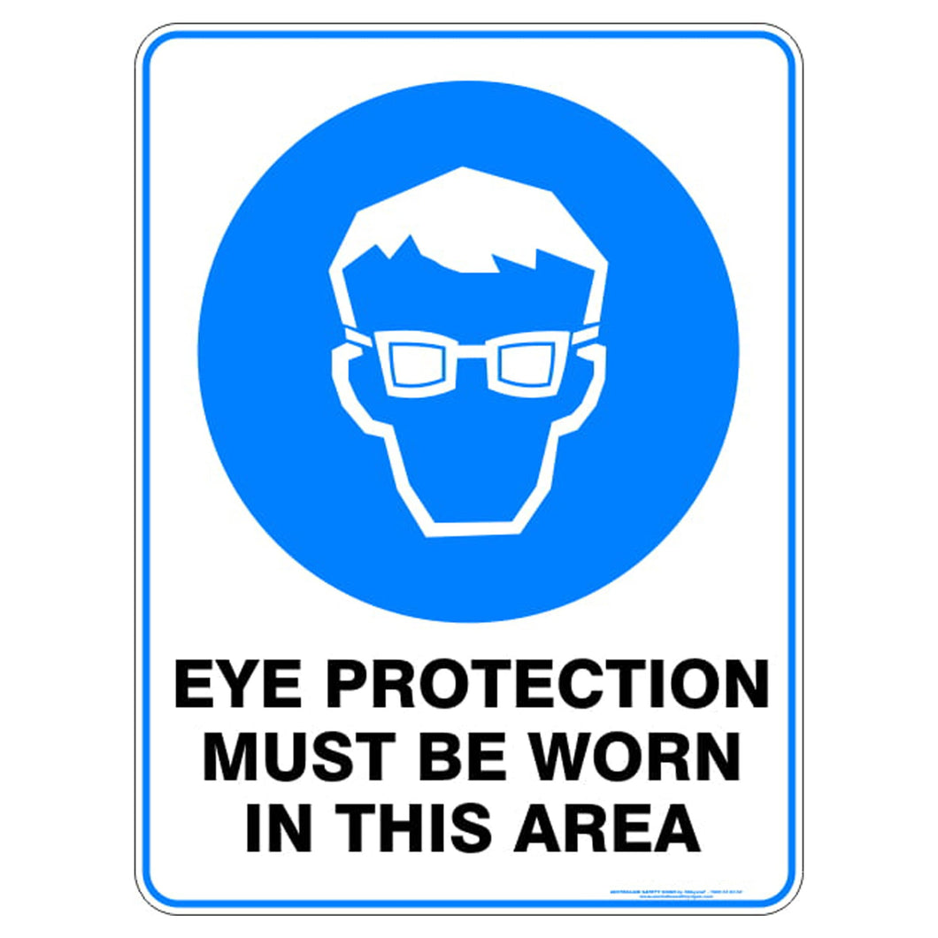 Eye Protection Must be worn Sign - Aluminium 300x225