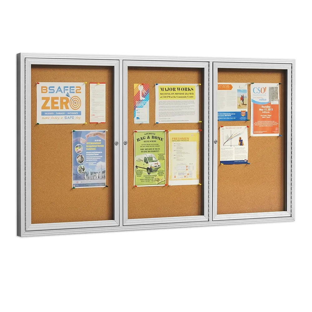 Pin Up Boards With 3 Swing Doors 1830 x 915mm Cork Board