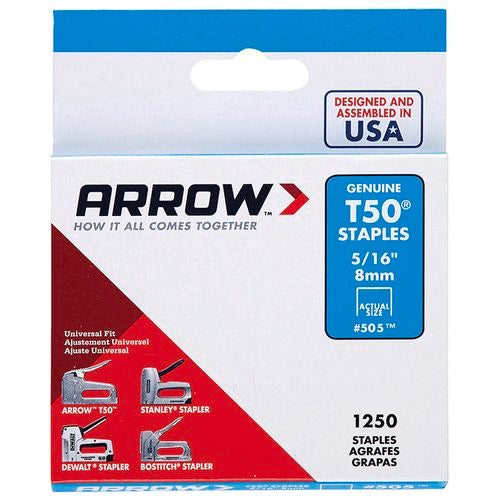 Arrow 8mm T50 Staples  - 1250pack