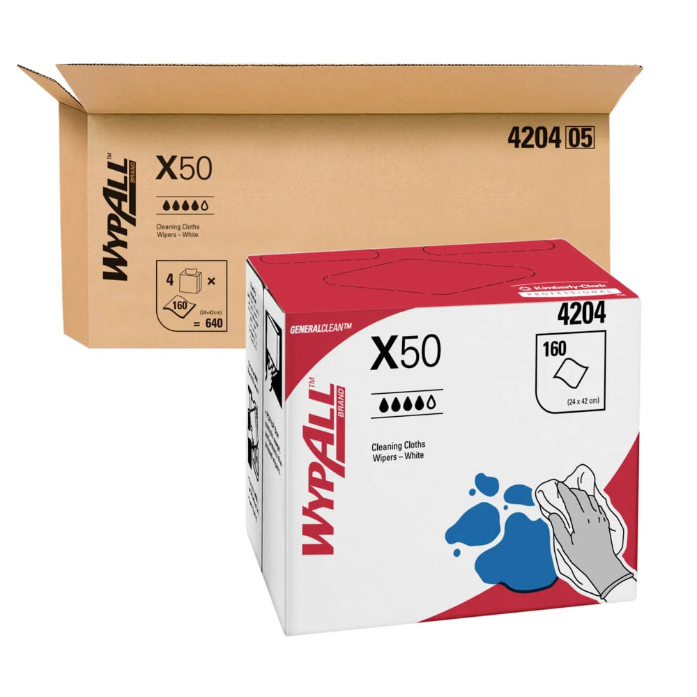 Wypall X50 pop-up Wiper 24x 42cm 160 wipes/box - 4 boxes/ctn