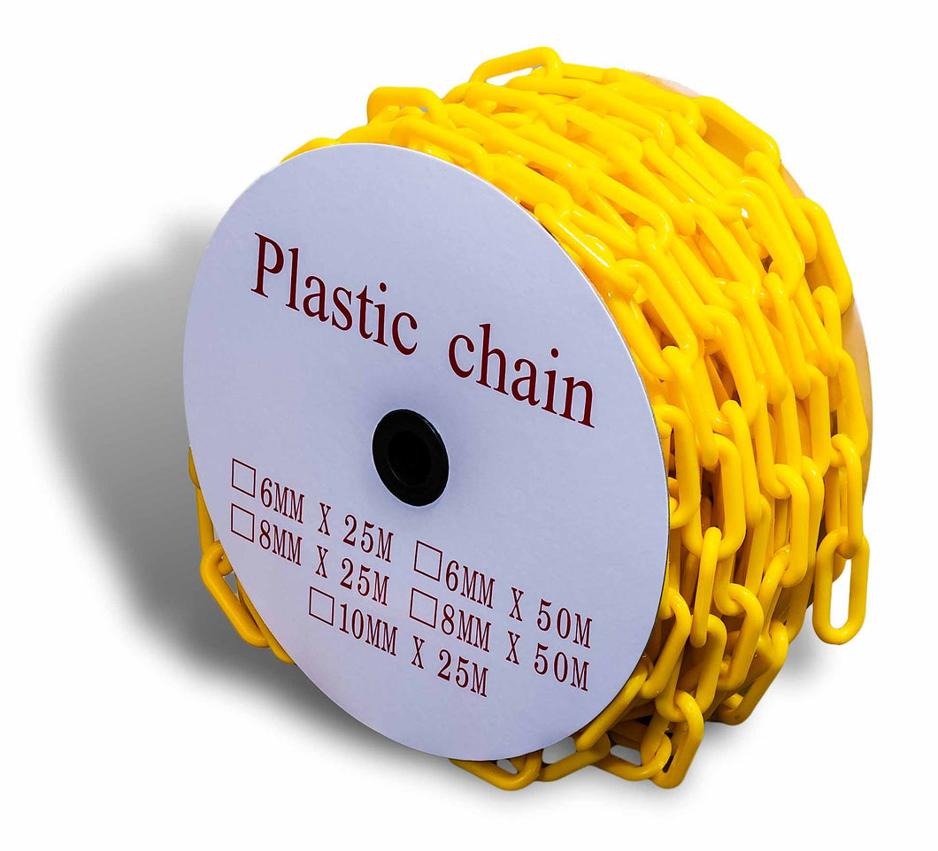 Plastic Safety Chain Yellow 8mm x 25m