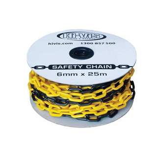 Plastic Safety Chain Black & Yellow 6mm x 25m