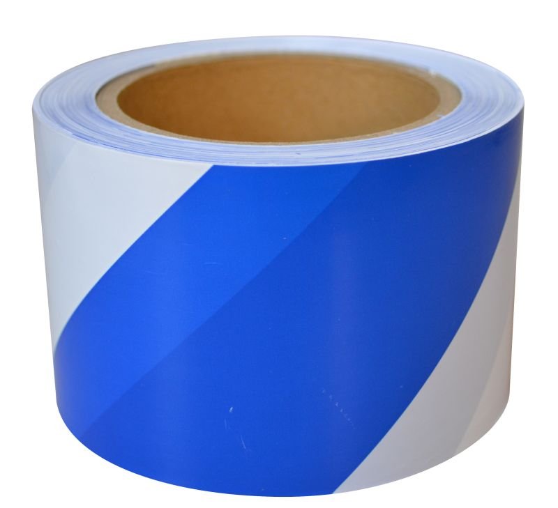 Hazard Tape Blue & White 75mm x 100m