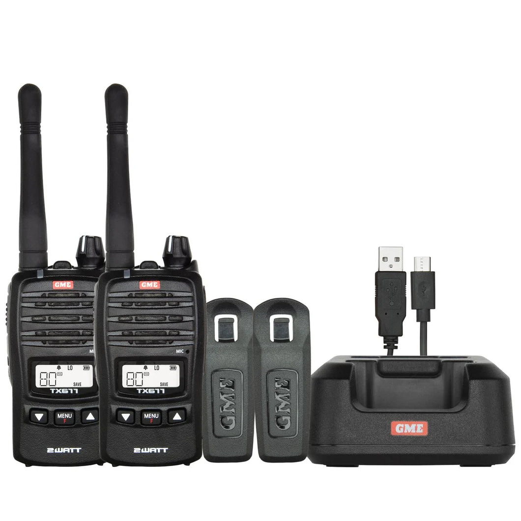 GME 2 Watt Handheld UHF Radio Twin Pack